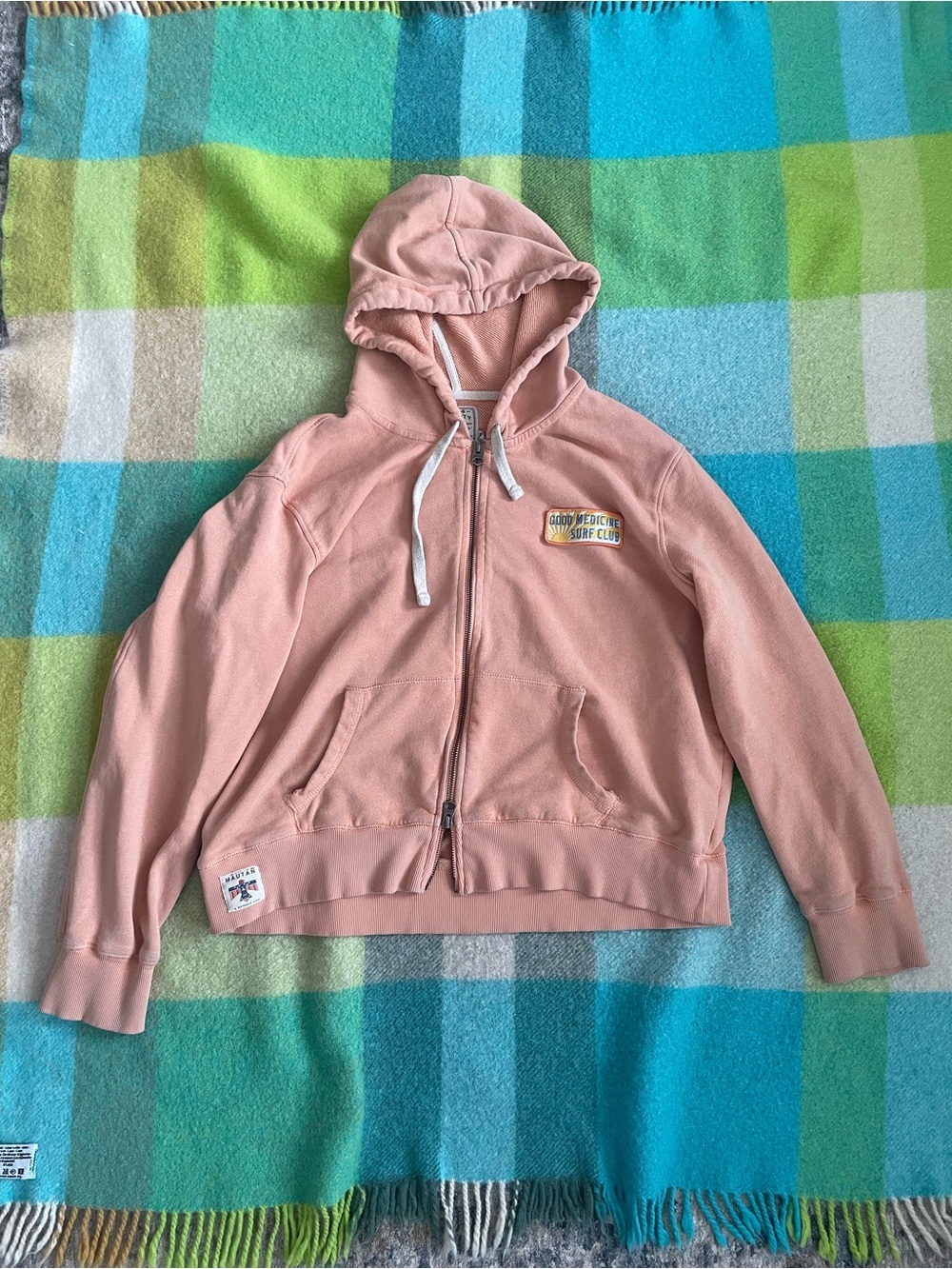 Faherty Good Medicine Patchwork Full Zip Peach Hoodie Women’s